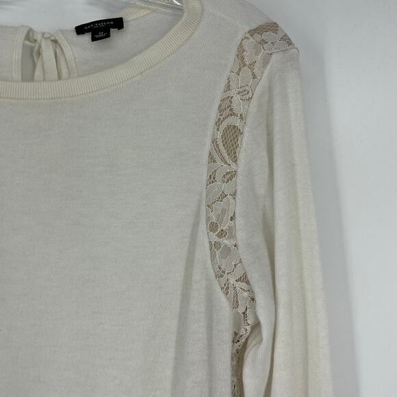 Ann Taylor Cashmere Lace Cream Sweater Size Medium - Picture 4 of 8